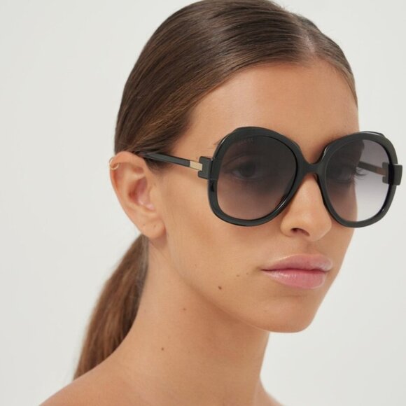NEW GUCCI OVERSIZED WOMEN BLACK SUNGLASSES - Picture 1 of 7